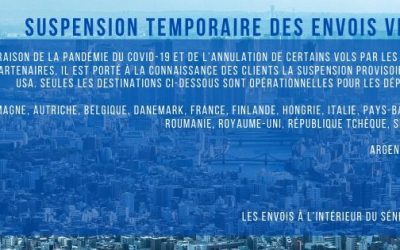 Liste des pays disponible à l’envoi international Covid-19