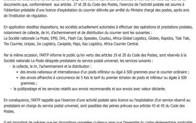 Communique ARTP